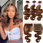Human Hair Bundles with Closure Ombre Body Wave Highlight Bundles with Closure 1