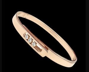 Ladies Bracelet Messika Move 18k Rose Gold 3 Diamond 0.10 Ct Bangle Size S 6