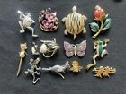 Animal and Flower Brooches and Pins Lot