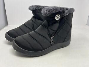 Hsyooes Women Warm Fur Lined Winter Snow Ankle Boots Waterproof Size 9 / 42