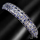 Oval Blue Tanzanite 4x3mm Gemstone 925 Sterling Silver Jewelry Bangle