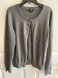 Talbots Gray Pima Cotton Blend Button Up Cardigan Sweater, Women’s Sz Small