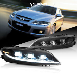 VLAND FULL LED Projector Headlights For Mazda 6 2003-2008 W/Sequential  Assembly (For: 2009 Mazda 6)