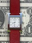 HERMES H Watch HH2.510 Automatic Ladies Stainless - Red Leather Band Date Swiss