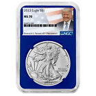 2023 $1 American Silver Eagle NGC MS70 Trump Label Blue Core