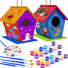 2 Pack Bird House Kit, DIY Birdhouse Kits, Wooden Crafts Arts for Children to Bu