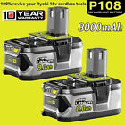 2PACK For RYOBI P108 18V One Plus High Capacity 8.0Ah Battery 18Volt Lithium-Ion