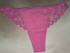 Vintage Victoria's Secret Thong Panties Pink w Lace Pink S/P  28-30