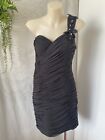 Lucia Month Black Cocktail Mini Dress 50 M One Shoulder Party Formal Prom 90s