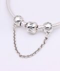 New Authentic PANDORA Moments Logo Safety Chain Charm Silver #791877 w/ Pouch
