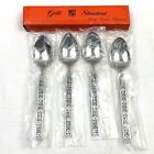NIB Lot of 4 Gold Standard Stainless Flatware Night Blossom Soup Spoon 7 1/4