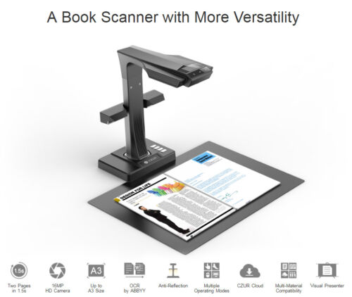 CZUR ET16 Plus Book/Document Wi-Fi Reader Smart Scanner With OCR for Windows/Mac