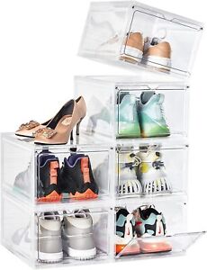 (20)Clear Shoe Storage Organizer Stackable Boxes Magnetic Sneaker Boot Container