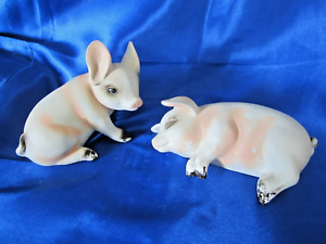 SALE Pig figurines set of 2 ceramic