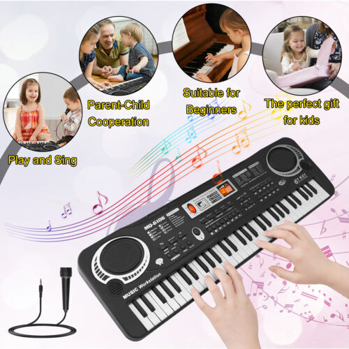 61 Key Digital Piano Electronic Keyboard Portable Headphone Microphone For Kids