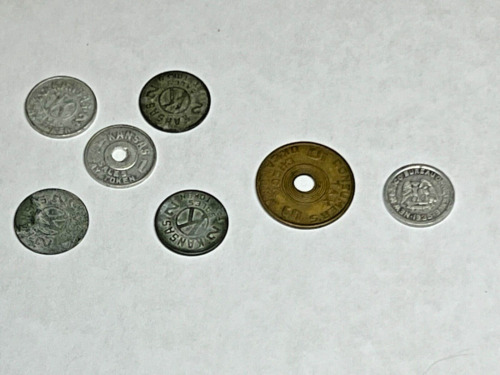 LOT of 7 Vintage Sales Tax Tokens Coins~Kansas, Oklahoma, New Mexico