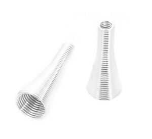 10 Bright Silver Wire 23mm Flexible Cone Terminator Wrap Coil Spring Beads