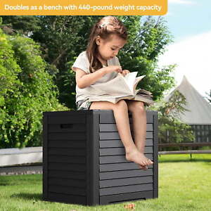 31 Gallon Outdoor Storage Box, Stylish Louvered Deck Box with Lockable Lid