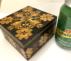 Vtg Spanish Moorish Inlaid Marquetry Mosaic Wooden Trinket Box with Hinged Lid