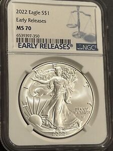 2022 American Silver Eagle Dollar NGC MS 70 Early Releases 1-oz Fine Silver NR!