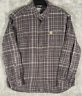 Carhartt Plaid Flannel Shirt Mens Brown Relaxed Fit Button Long Sleeve XL