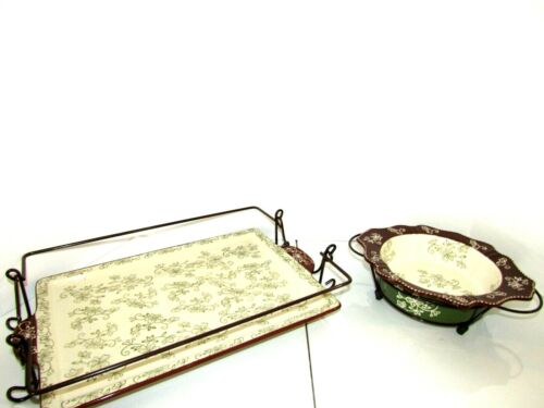 Temp-Tations Floral Lace 0.5 qt.& Holder Cookie Sheet Tray 4 pc Set