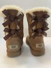UGG Australia Boots Bailey Bow II Women’s Size US 6 Suede Chestnut 100% Authentc