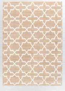 Area Rug 8' x 10' Hand Woven Jute Wool Rug For Living Room, Dining Room Carpet