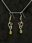 14k Solid Yellow Gold Dangle Leverback Earrings With Green Accent Bead 3 Grams