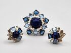 Vtg Signed & Numbered Boucher Sapphire Blue Stones Snowflake Brooch & Earrings
