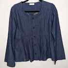 CP Shades Chambray Button Down Top With Pleating | Size Small