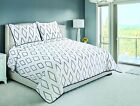 Embroidered Coverlet Bedspread Soft Solid Quilt Set Modern Geometric Rhombus