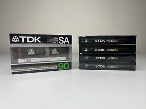 Lot Of 5 TDK SA90 Blank Cassette Tapes 90min High Bias Type II 1984 NOS