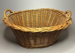Vintage MCM Wicker Child's Laundry Basket Doll 