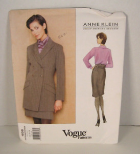 Vogue Anne Klein Pattern 1658 Lined Jacket & Tapered Skirt  Misses 14-18 Uncut