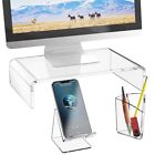 Acrylic Monitor Stand Desktop Riser Table Top with Storage Accessories for Fl...
