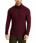 TASSO ELBA Men's Red Plum Chunky Turtleneck 100% Cotton Sweater Large L