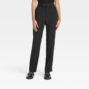 Women's High-Rise Regular Fit Full Length Straight Stovepipe Trousers - A New