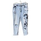 PacSun Light Blue Ripped Distressed High Waisted Straight Leg Jeans Size 28