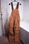 Mens 36 X 34 Carhartt Bib Overalls Brown Duck Canvas R27 Double Knee Insulated