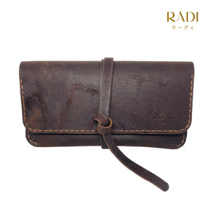 Hand Made Tobacco Pouch - Full Grain Leather ( Dark Brown )