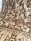 Antique French LONG chateau COUNTRY SCENES WALL HANGING floral tapestry c1880