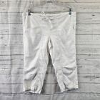 Cabi Womens Linen Capri Pants Sz Small White Drawstring