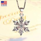 Women 925 Sterling Silver Necklace Crystal Gypsophila Snowflakes Flowers Pendant