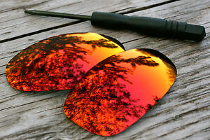 Fire Red / Orange Mirrored Polarized Sunglass Lenses for Oakley Juliet Dark Tint