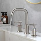Mondawe 2 Handles Widespread Bathroom Faucet 3Pcs Basin Faucet 360 Degree Swivel