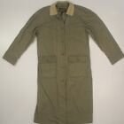 Eddie Bauer Long Chore Field Military Trench Coat Jacket Men's Medium Army Green