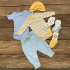 Hanna Andersson Newborn Baby Clothing 50/60cm Blue Yellow Sock Tops Bottom