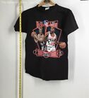 Vintage Nutmeg Mills Mens Black Double Trouble Basketball-NBA T-Shirt Size Large