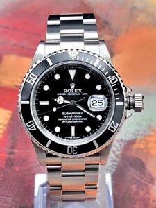 '08 Rolex Submariner 16610 Oyster Black Dial 40mm Engraved Rehaut CLEAN Complete